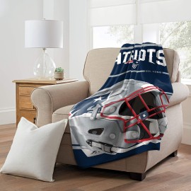 Northwest NFL New England Patriots 46x60 Micro Raschel Run Design RolledBlanket, Team Colors, One Size (1NFL059050076RET)