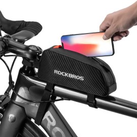 Rockbros Top Tube Bike Bag Bicycle Front Frame Bag Top Tube Bag Bike Accessories Pouch Compatible With Iphone 14/13/12 Pro Galaxy S22/S21