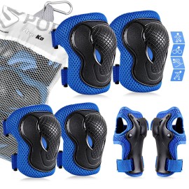 Aresko Kidsyouth Protective Gear Set, Kids Knee Pads And Elbow Pads Wrist Guard Protector 6 In 1 Protective Gear Set For Scooter, Skateboard, Bicycle, Inline Skating