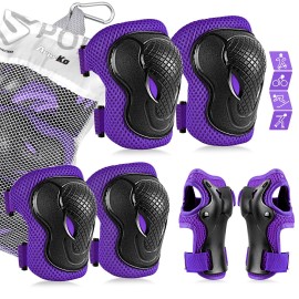 Kids/Youth Protective Gear Set, Kids Knee Pads And Elbow Pads Wrist Guard Protector 6 In 1 Protective Gear Set For Scooter, Skateboard, Bicycle, Inline Skating