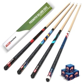 Prosniper Pool Cues Set Of 4 Custom Pool Table Cues Sticks Made With Hand-Selected Canadian Maple Hardwood Includes 4 Pool Chalk Unique Design Cue Sticks For House And Bar Billiard Players 20