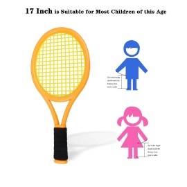 Tennis Racket Set for Children,17 Inch Racquet with 3 Soft Balls,1 Tennis Ball and 4 Badminton Balls for Toddler Indoor/Outdoor Sports