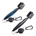 Xintan Tiger Pack Of 2 Golf Club Brush Groove Cleaner With Retractable Zip-Line And Aluminum Carabiner Cleaning Tools (Black+Blue)
