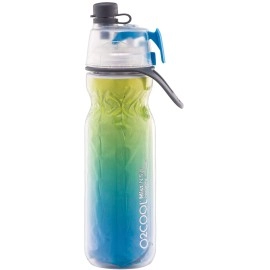 O2COOL Mist 'N Sip Misting Water Bottle 2-in-1 Mist And Sip Function With No Leak Pull Top Spout (Blue Ombre)