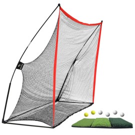 Whitefang Golf Net Bundle Golf Practice Net 10X7 Feet With Golf Chipping Nets Golf Hitting Mat & Golf Balls Packed In Carry Bag For Backyard Driving Indoor Outdoor (3 In 1)