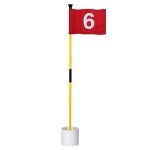 Kingtop Miniature Golf Flagstick, Practice Putting Green Flags For Yard, Golf Pin Flag Hole Cup Set, Portable 2-Section Design, 3Ft Flagpole, Red Flag Numbered 6, Indoor Outdoor