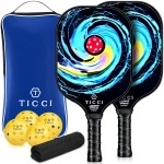 Ticci Pickleball Paddles, Usapa Approved Pickleball Paddles Set Of 2, Lightweight Fiberglass Surface Pickleball Set, 4 Pickleballs, 1 Carry Bag & Mesh Bag, Pickle Ball Paddle Gifts For Men Women