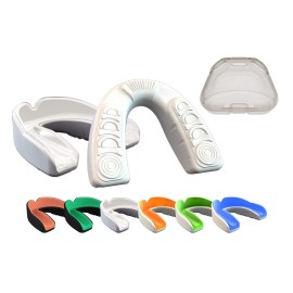 Coollo Sports Boil And Bite Mouth Guard (Youth Adult) Da Custom Fit Sport Mouthpiece For Football, Hockey, Rugby, Lacrosse, Boxing, Mma (Free Case Included) (Trans White, Ages 11 Above)