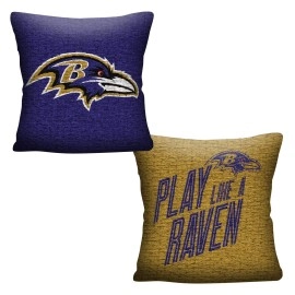 Northwest Nfl Baltimore Ravens Unisex-Adult Double Sided Woven Jacquard Pillow 20 X 20 Invert