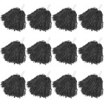 Faxco 12Pack Plastic Pom Poms Cheerleading Pom Poms Sports Dance Cheer Plastic Pom Pom For Rooters,Cheering Squard,Cheering Team (Black)