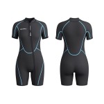 Womens 3Mm Shorty Wetsuit, Premium Neoprene Front Zip Short Sleeve Diving Wetsuit Snorkeling Surfing (Women Black, 3Xl)