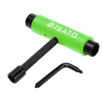 Zeato Upgrade Version All-In-One Skate Tools Multi-Function Portable Skateboard T Tool Accessory With T-Type Allen Key And L-Type Phillips Head Wrench Screwdriver - Green