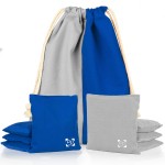 Professional Cornhole Bags - Set Of 8 Regulation All Weather Two Sided Bean Bags For Pro Corn Hole Game - 4 Blule & 4 Gray