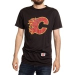 NHL Mens Loose Fit Performance Rashguard Wicking Short Sleeve Shirt (Calgary Flames, Medium)