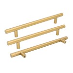 Goldenwarm Cabinet Door Handle Brass Drawer Pulls - Ls201Gd224 Gold Cabinet Pulls Handles For Dresser Drawers Euro Bar Cabinet Handles 8-45In Hole Center, 30 Pack