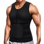 Wonderience Neoprene Sauna Suit For Men Waist Trainer Vest Zipper Body Shaper With Adjustable Belt Tank Top (Black, X-Large)