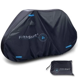 Fifthstart Waterproof Bike Cover. Ripstop Fabric & Uv Resistant. Double Stitched & Heat Sealed Bike Covers Outdoor Storage Waterproof With Unique Breathe Valves. Ideal Bicycle Cover (1,500Mm Black & Blue)