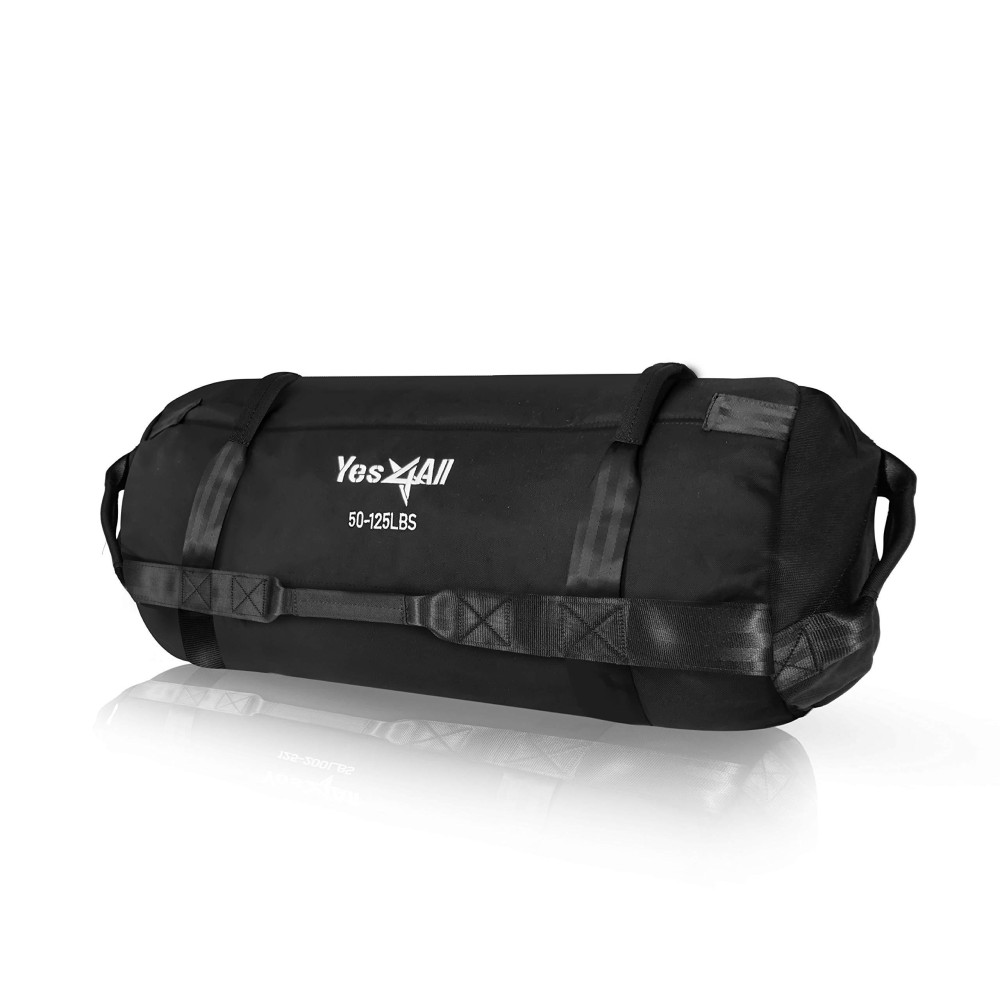 Yes4All Sandbag Weights/Weighted Bags - Sandbags For Fitness, Conditioning With Adjustable Weights (Black - L)