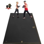 Gxmmat Extra Large Exercise Mat 10'X6'X7Mm, Ultra Durable Workout Mats For Home Gym Flooring, Shoe-Friendly Non-Slip Cardio Mat For Mma, Plyo, Jump, All-Purpose Fitness Black Real