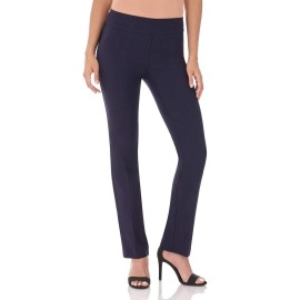 Rekucci Womens Ease Into Comfort Straight Leg Pant With Tummy Control (2 Tall, Navy)