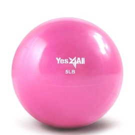 Yes4All Soft Weighted Toning Ball/Medicine Ball & Exercise Pilates Ring - Multi Colors & Weights Available (D. 5 lbs Pink)