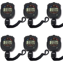 6 Pack Multi-Function Electronic Digital Sport Stopwatch Timer, Large Display With Date Time And Alarm Function,Suitable For Sports Coaches Fitness Coaches And Referees
