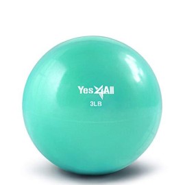 Yes4All Soft Weighted Toning Ball/Medicine Ball & Exercise Pilates Ring - Multi Colors & Weights Available (B. 3 Lbs Cyan Green)