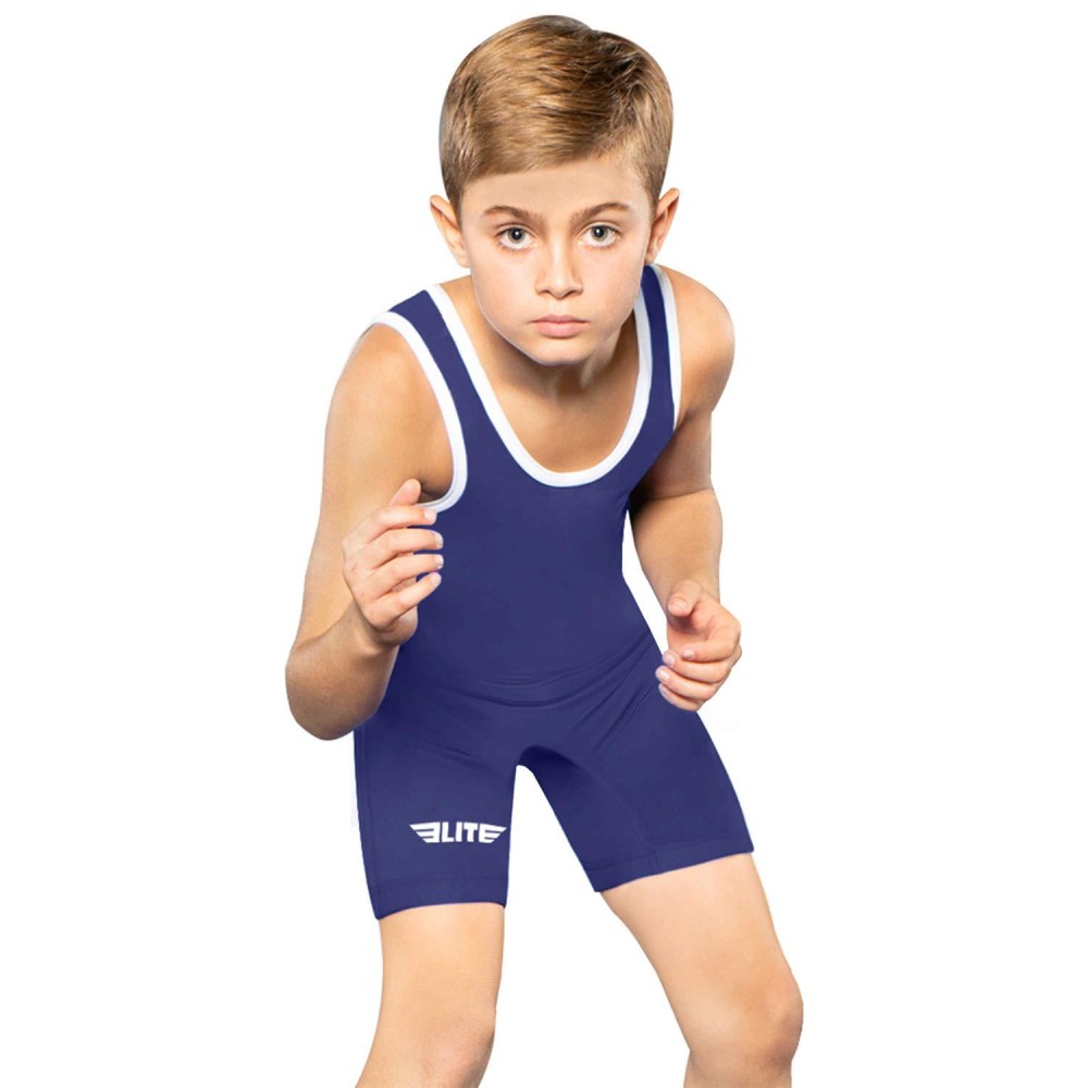 Elite Sports Kids Wrestling Youth Singlet, Standard Boys Wrestling Singlet (Navy, Medium)