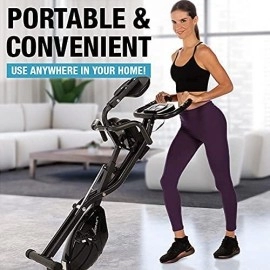 Lanos Workout Bike For Home - 2 In 1 Recumbent Exercise Bike And Upright Indoor Cycling Bike Positions, 10 Level Magnetic Resistance Exercise Bike, Foldable Stationary Bike Machine, Fitness Bike