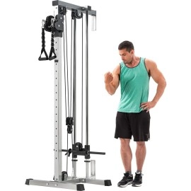 Merax Wall Mount Cable Station With Adjustable Dual Pulley System Pull Down Fitness Station