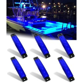 Shangyuan Interior Marine Strip Lights, 6 Led Utility Strips, White Led Courtesy Light, 12V Led ,Marine Interior Lights, Boat Interior Led Lights, Blue, 6Pcs