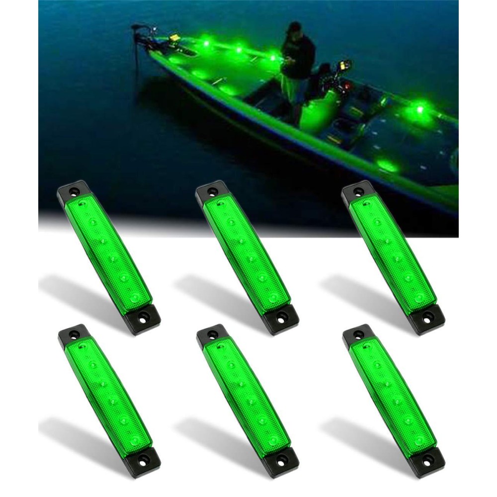 Shangyuan Interior Marine Strip Lights, 6 Led Utility Strips, Marine Led Strip, White Led Courtesy Light, 12V Led Marine Light, Marine Interior Lights, Boat Interior Led Lights, Green, 6Pcs