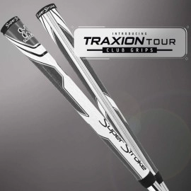 Superstroke Traxion Tour Golf Club Grip, White/Gray (Undersize) | Advanced Surface Texture That Improves Feedback And Tack | Extreme Grip Provides Stability And Feedback | Even Hand Pressure