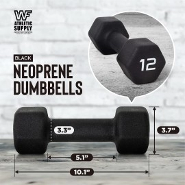 Wf Athletic Supply Black Neoprene Dumbbells, Non-Slip & Hex Shape, Great For Strength Building & Weight Loss, Perfect For Home Use And Small Personal Training Studio
