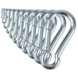 Branded Boards Black & Silver Heavy Duty Zinc-Galvanized Steel Carabiner Spring Snap Clip Link Hooks 200-400Lb Load 6 Packs, 12 Packs And Variety Packs (Silver-5Cm-12 Pack)