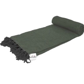 Open Road Goods Handmade Solid Color Yoga Blanket - Thick Mexican Blanket Or Throw - Made For Yoga (Olive Green)