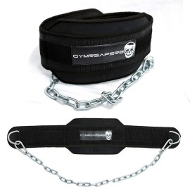 Gymreapers Dip Belt With Chain For Weightlifting, Pull Ups, Dips - Heavy Duty Steel Chain For Added Weight Training (Black)