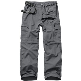 Mens Hiking Pants Convertible Boy Scout Zip Off Shorts Lightweight Quick Dry Breathable Fishing Safari Pants,6101,Grey,42