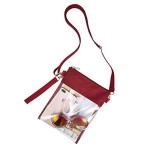 Uspeclare Clear Crossbody Purse Bag Stadium Approved Clear Tote Bag With Adjustable Shoulder Strap (Clear Red)