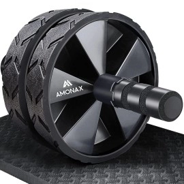 Amonax Convertible Ab Wheel Roller With Knee Mat For Core Abs Rollout Exercise Double Wheel Set With Dual Fitness Strength Training Modes At Gym Or Home