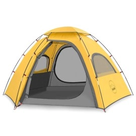 Kazoo Outdoor Family Tent Durable Lightweight, Waterproof Camping Tents Easy Setup, Beach Screen Tent Sun Shade 3 Person (Yellow)