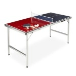 Relaxdays Unisexs Foldable Tennis Table, Portable, Net, 2 Bats, 3 Balls, Aluminium: 675 X 151 X 675 Cm, Red-Blue, Pack Of 1, 10028919