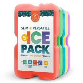 Healthy Packers Ice Pack For Lunch Box - Freezer Packs - Original Cool Pack (Set Of 5) Slim & Long-Lasting Ice Packs For Your Lunch Or Cooler Bag (Combo)