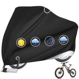 Bike Cover Outdoor Waterproof Bicycle Covers,Bike Cover For 2 Or 3 Bikes Outdoor Waterproof- Heavy Duty Ripstop Bike Tarp With Reflective Strips Lock Hole For Mountain Road Electric Bike