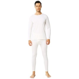Vicherub Thermal Underwear For Men Fleece Lined Long Johns Base Layer Top And Bottom Set For Cold Weather White L