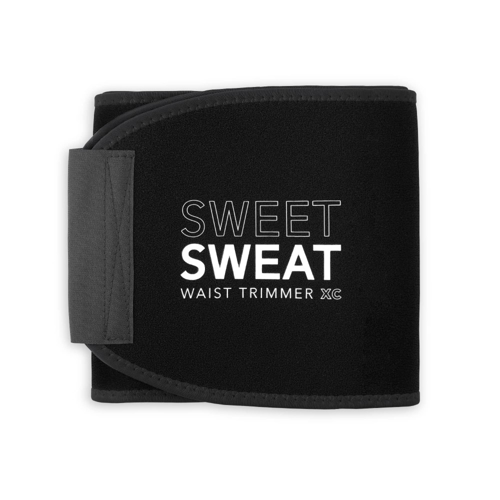 Sweet Sweat Waist Trimmer 'Xtra-Coverage' Belt Premium Waist Trainer With More Torso Coverage For A Better Sweat! (Medium) Black