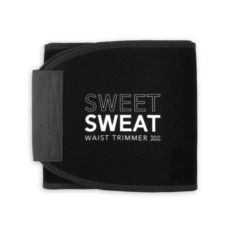 Sweet Sweat Waist Trimmer 'Xtra-Coverage' Belt Premium Waist Trainer With More Torso Coverage For A Better Sweat! (Large) Black