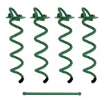 7Penn Spiral Ground Anchors - 10 Inch Green Tent Stakes Heavy Duty Ground Screw Anchor Twist Stakes, 4 Pack
