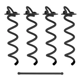 7Penn Spiral Ground Anchors - 10 Inch Black Tent Stakes Heavy Duty Ground Screw Anchor Twist Stakes, 4 Pack