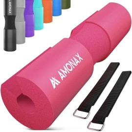 Amonax Barbell Squat Pad, Extra Thick Foam Padding For Neck & Shoulder Support, Heavy Duty Gym Fitness Workout Cover For Women Hip Thrusts, Weight Lifting And Heavy Weight Squats (Pink)